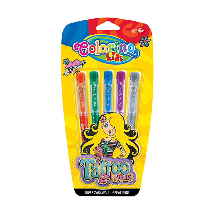 Набір гелевих ручок Colorino Kids Tattoo, 5 шт